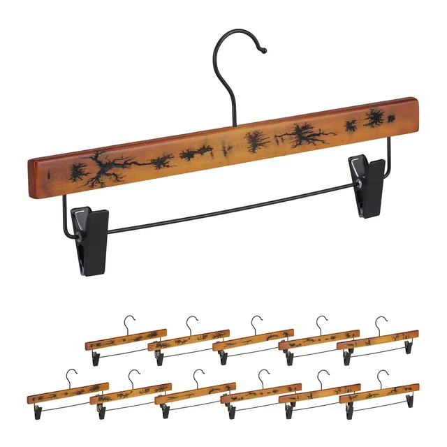 relaxdays-hosenb-gel-12er-set-clip-mit-klammern-holz-natur-schwarz image 1