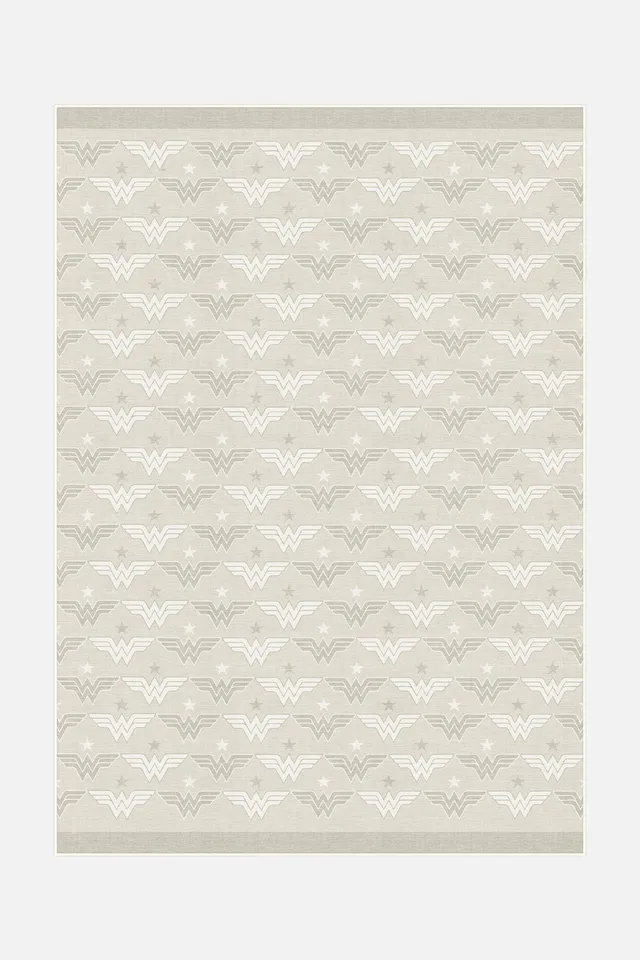 teppana-wonder-woman-stern-sand-teppich-waschbarer-kinder-teppich-beige image 1