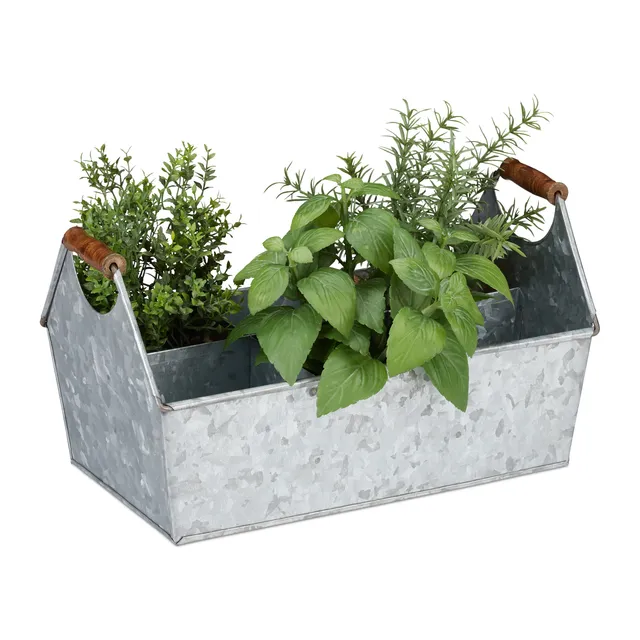 relaxdays-zinkkasten-6-f-cher-werkzeug-blumenkasten-flaschentr-ger-silber image 1