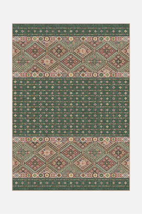 teppana-leila-smaragd-teppich-waschbarer-boho-teppich image 1