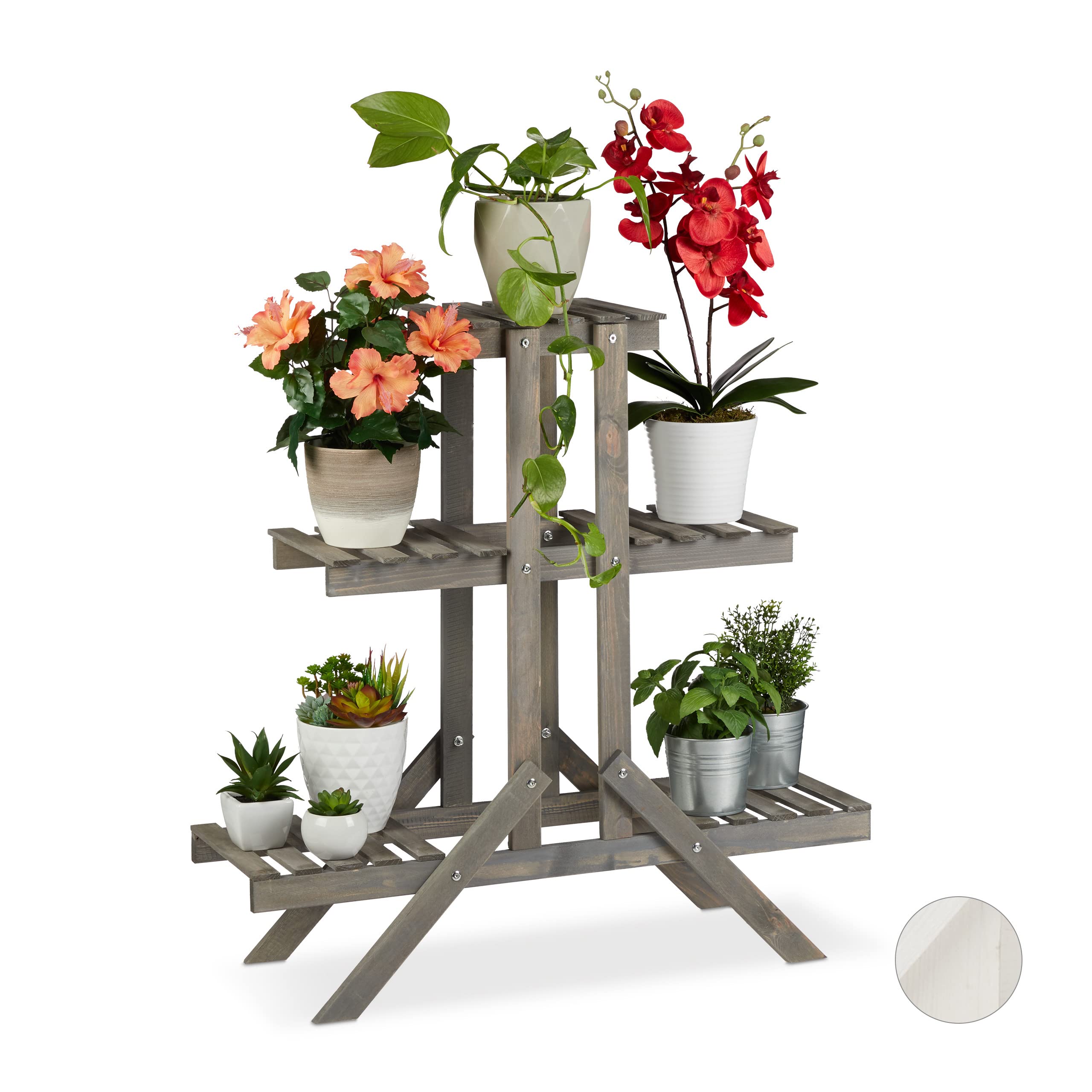 relaxdays-blumentreppe-holz-3-stufen-blumenregal-grau-83-x-83-x-28-cm image 1