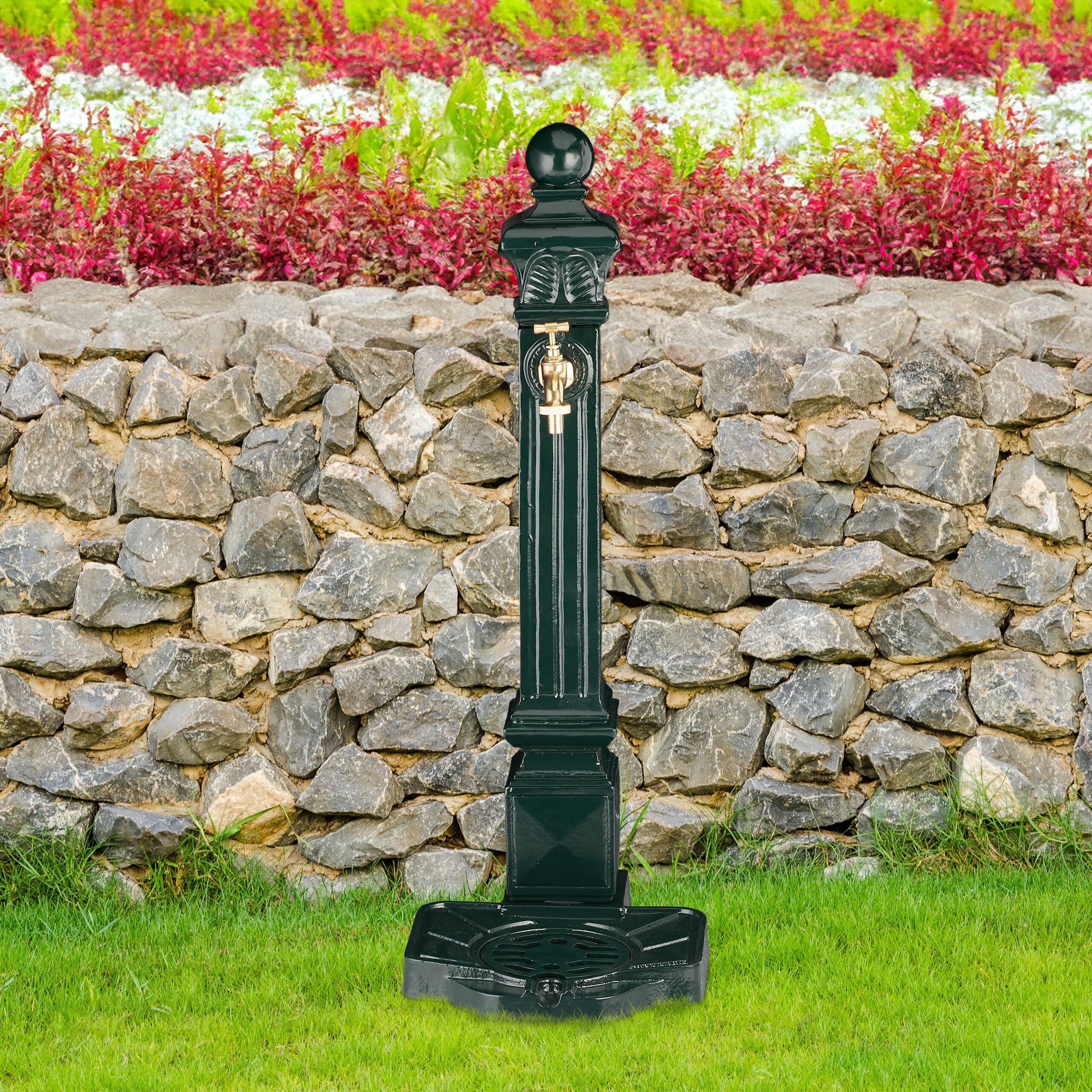 relaxdays-standbrunnen-wasserzapfstelle-antik-80-x-28-x-32-cm-dunkelgr-n image 2