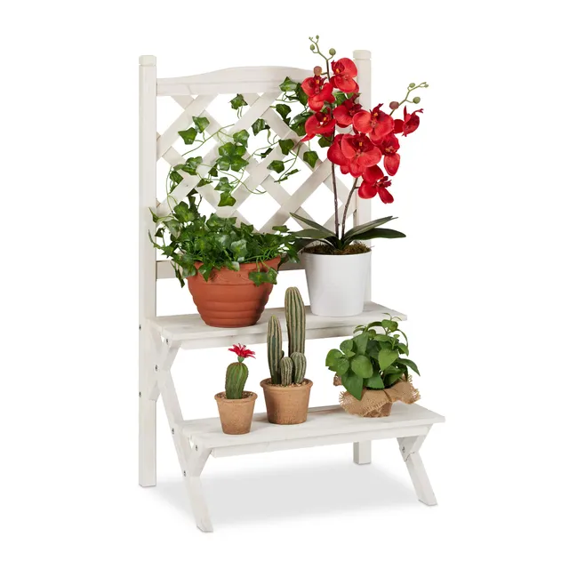 relaxdays-blumentreppe-wei-mit-rankgitter-2-stufen-89-x-51-5-x-38-5-cm image 1