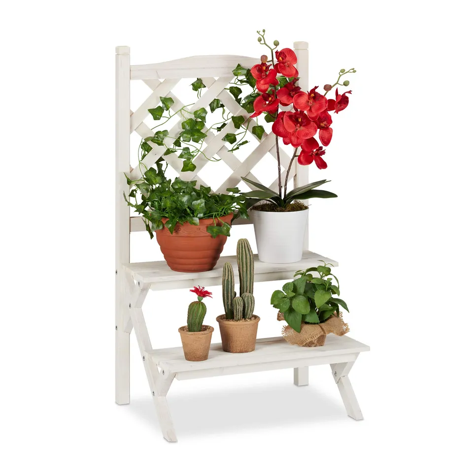 relaxdays-blumentreppe-wei-mit-rankgitter-2-stufen-89-x-51-5-x-38-5-cm image 1