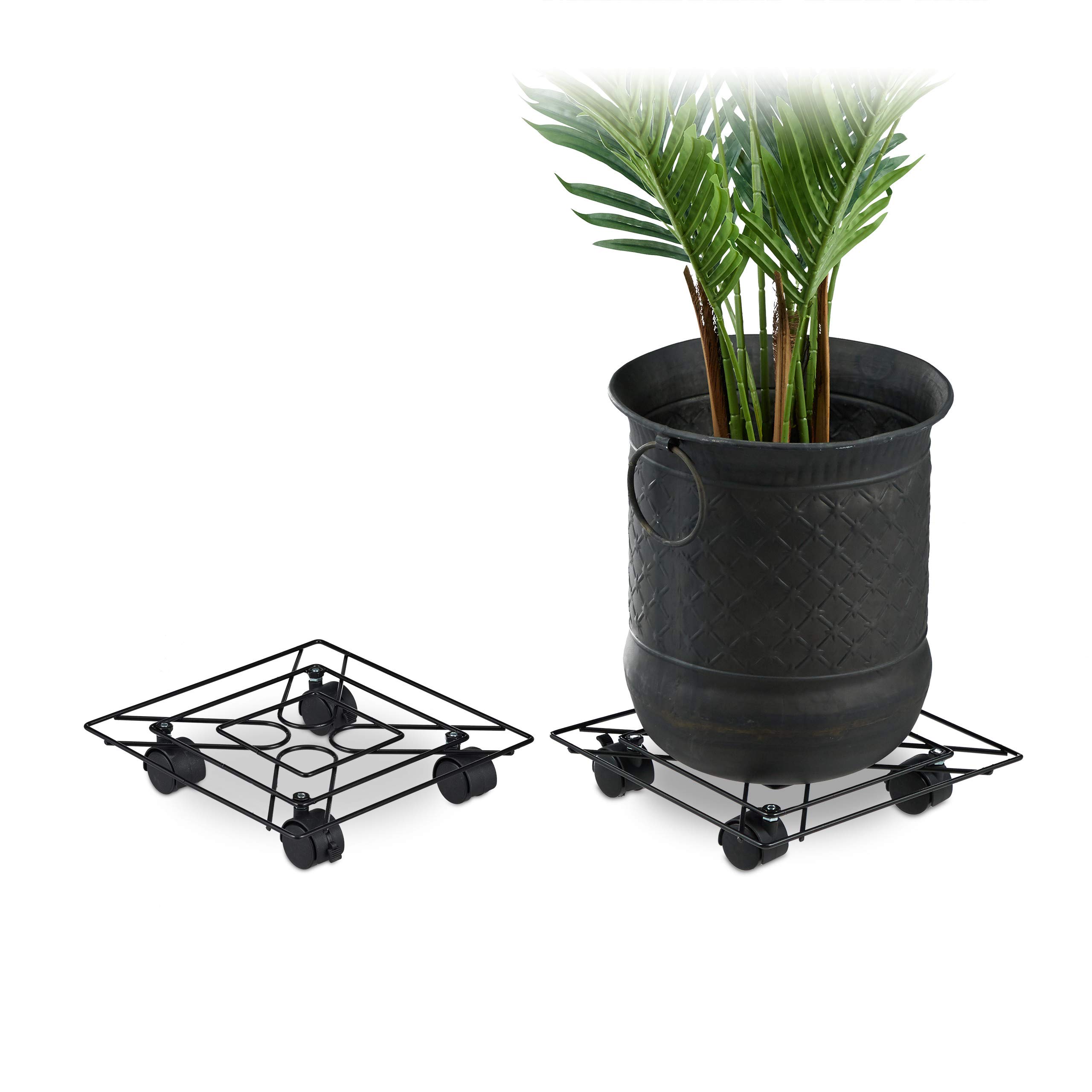relaxdays-pflanzenroller-eckig-28x28-cm-metall-schwarz-2er-set image 1