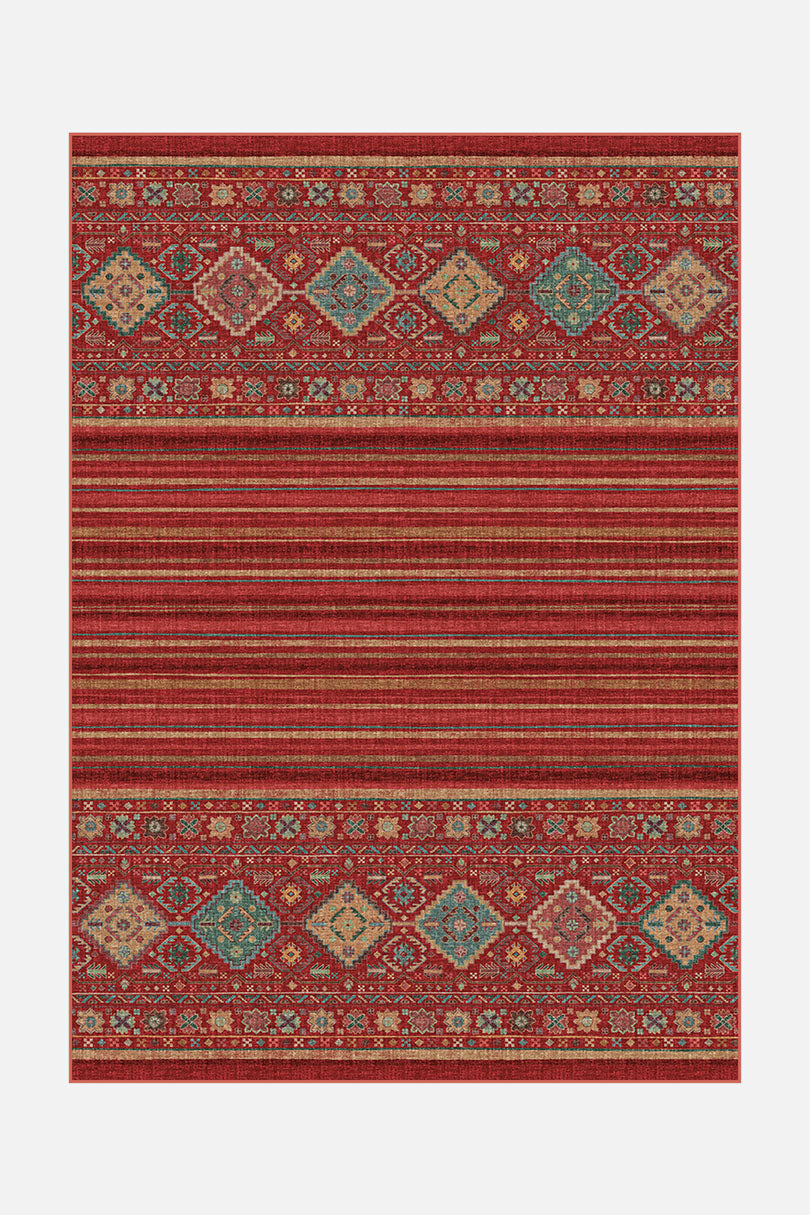 teppana-samira-granat-teppich-waschbarer-boho-teppich-mehrfarbig image 1
