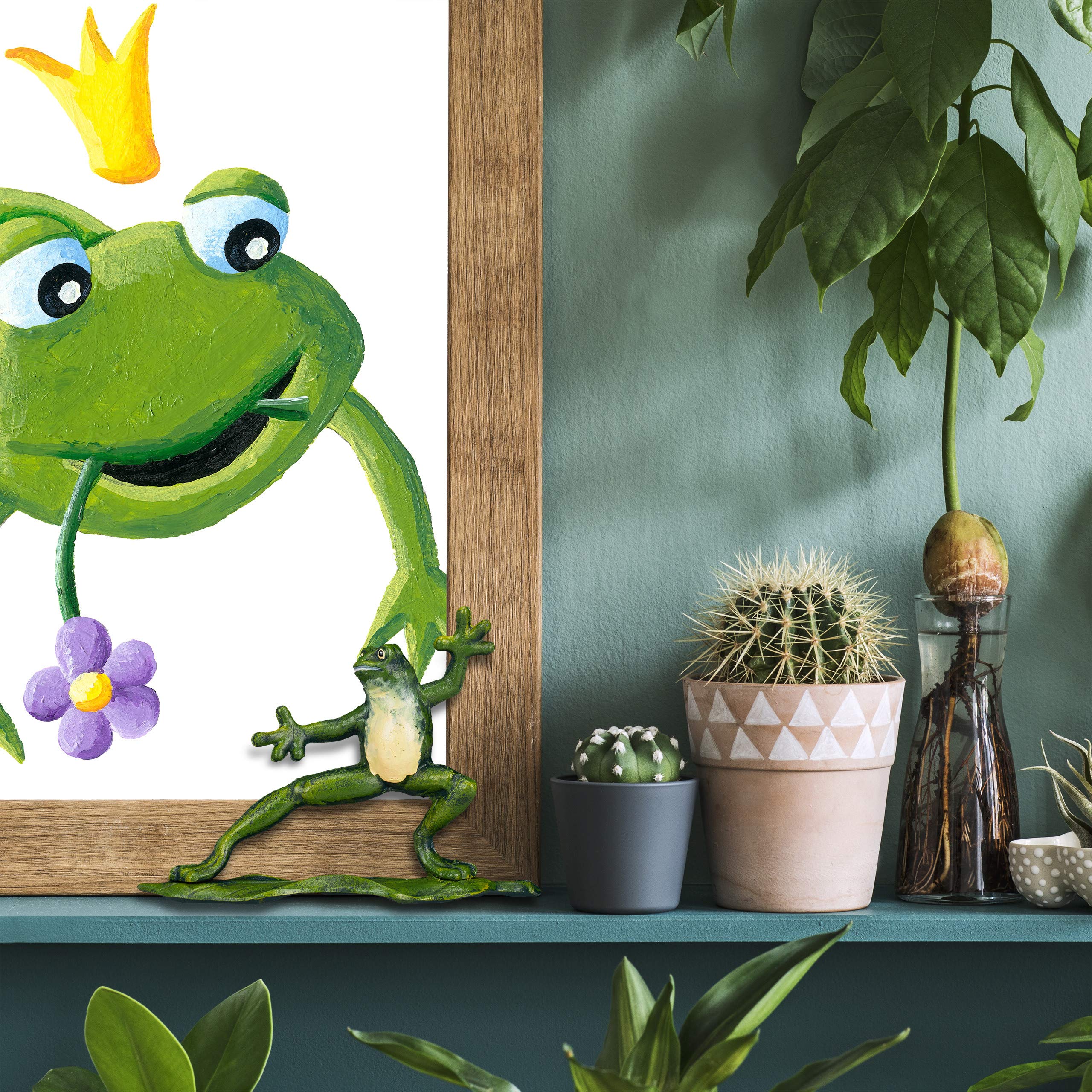 relaxdays-gartenfigur-frosch-auf-blatt-gusseisen-gr-n-14-5x19-5x6-cm image 2