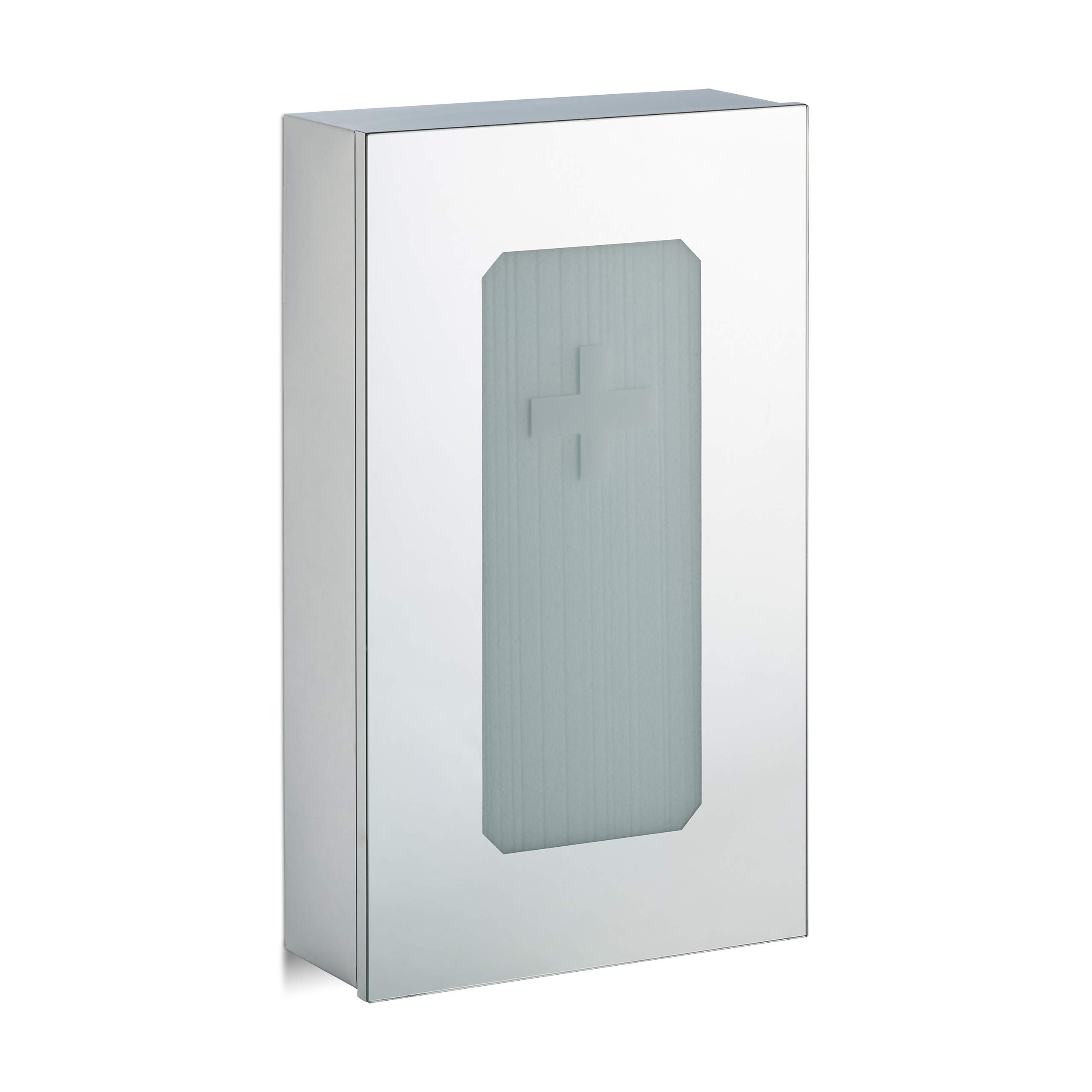 relaxdays-medizinschrank-edelstahl-mit-spiegelt-r-2-f-cher-54x32x12-cm image 1