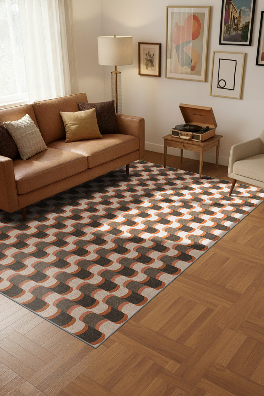 teppana-linea-kastanie-teppich-waschbarer-geometrie-teppich-braun image 4