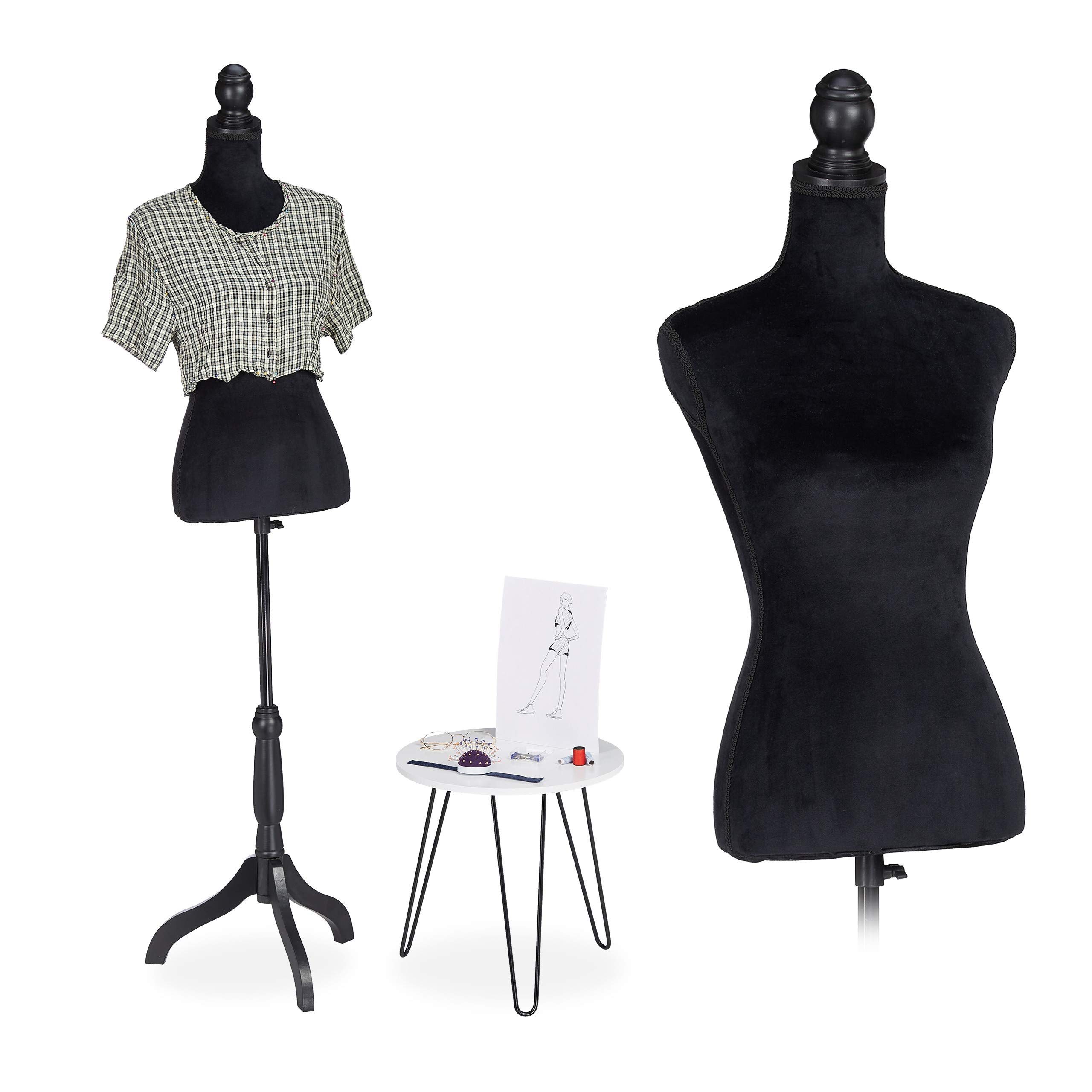 relaxdays-schneiderpuppe-weiblich-gr-36-38-schwarz-h-henverstellbar-bis-165-cm image 1
