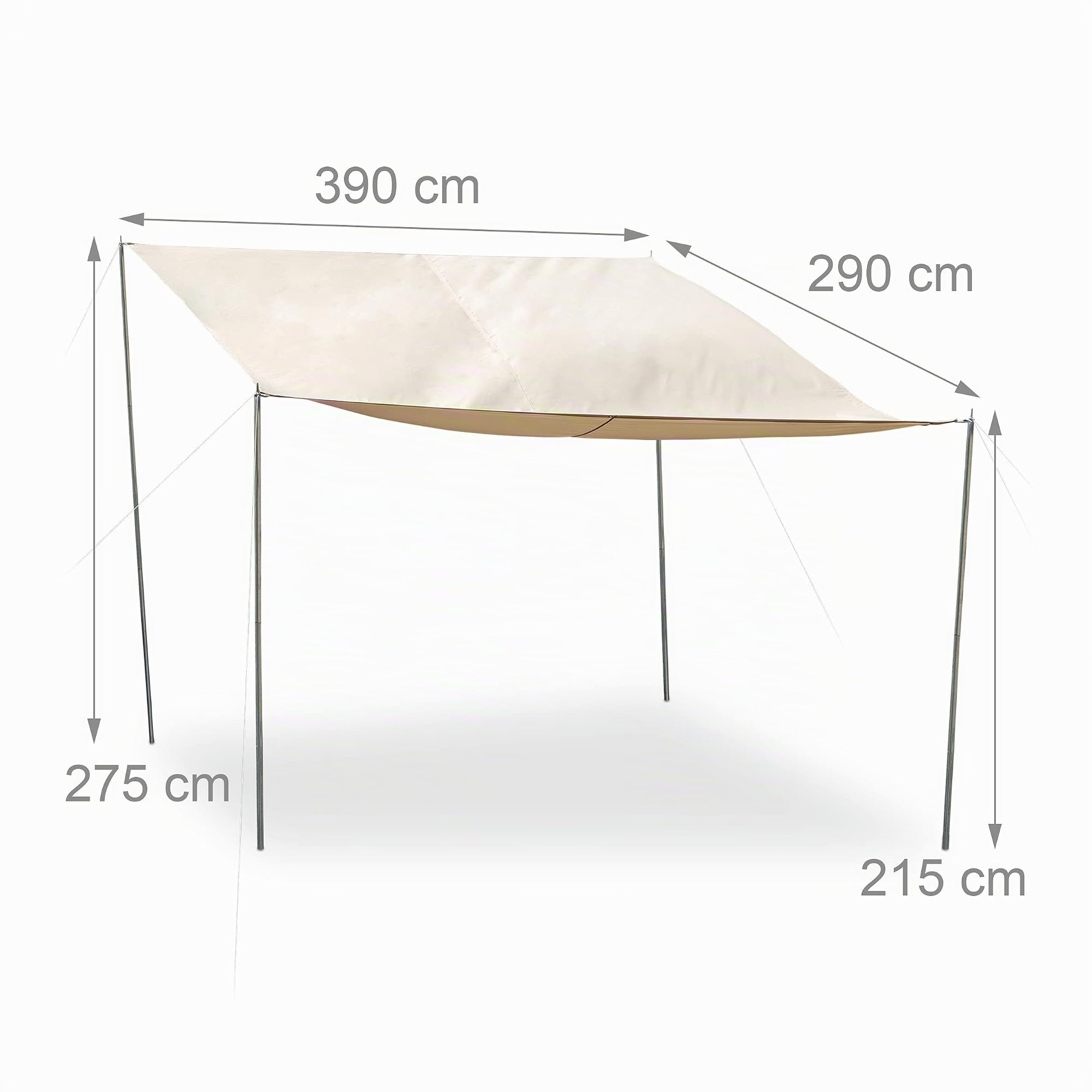 relaxdays-sonnensegel-rechteckig-3x4-m-mit-stangen-beige-wasserfest image 4