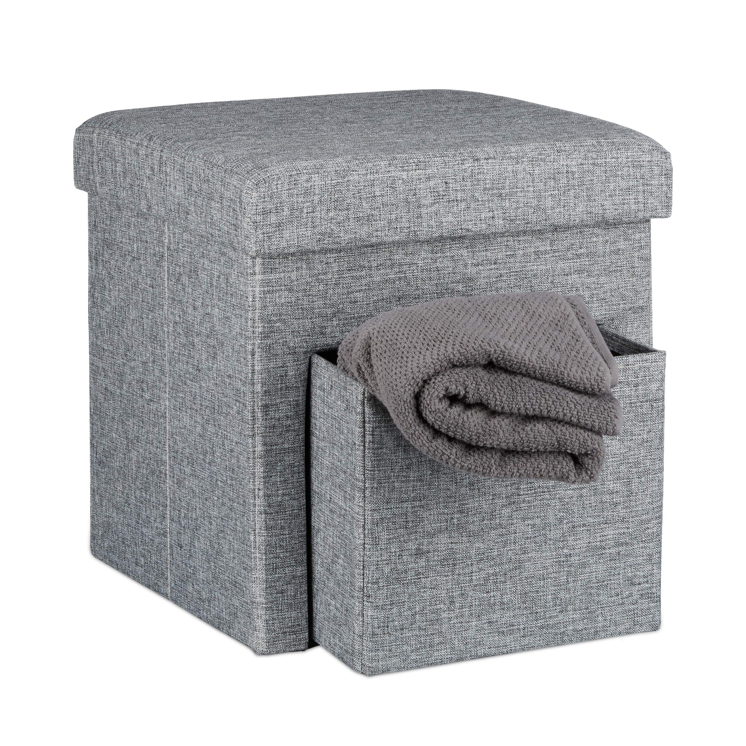 relaxdays-faltbarer-sitzhocker-sitzw-rfel-leinen-grau-38x38x38-cm image 1