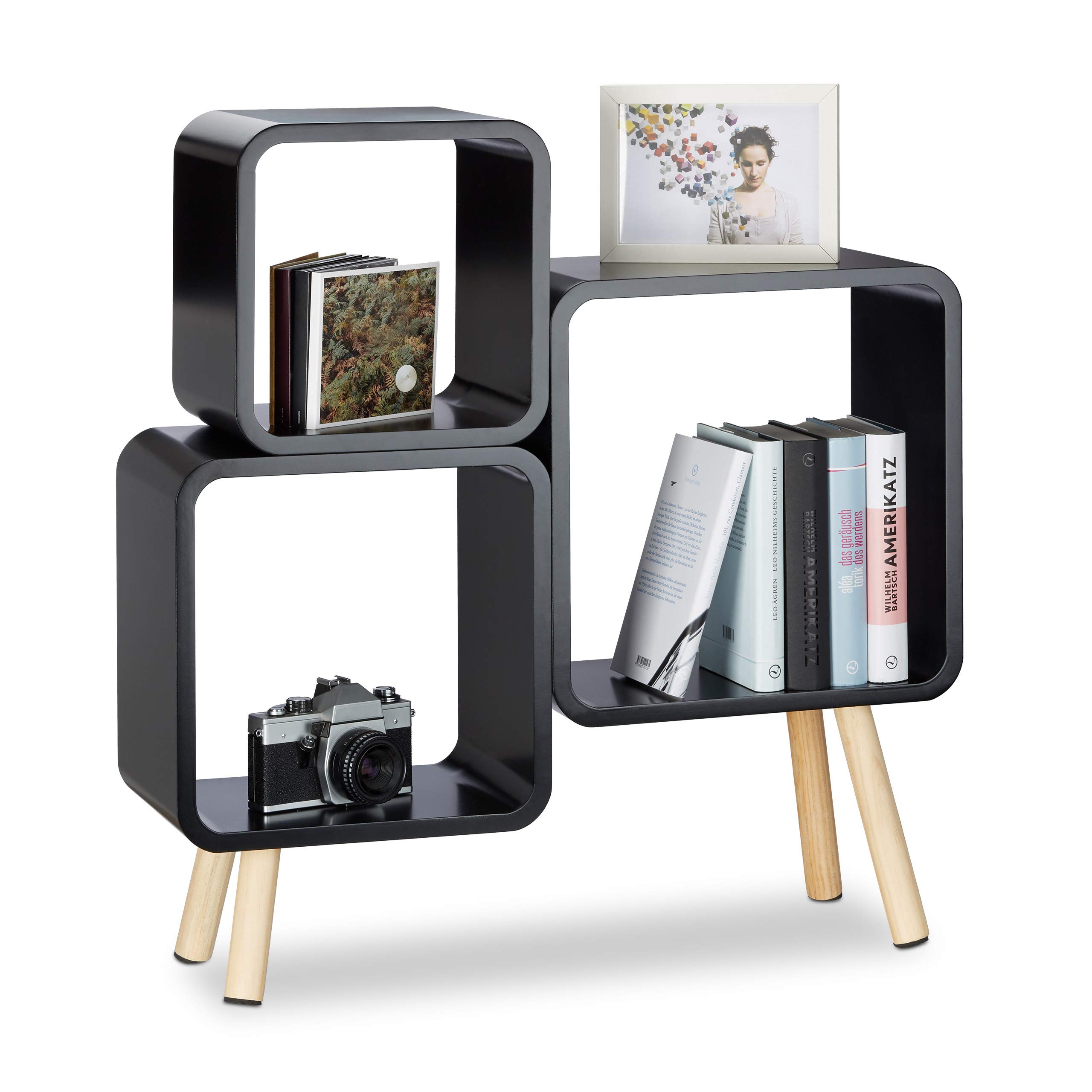 relaxdays-regalsystem-cube-retro-mit-4-beinen-schwarz-70x67x20-cm image 1