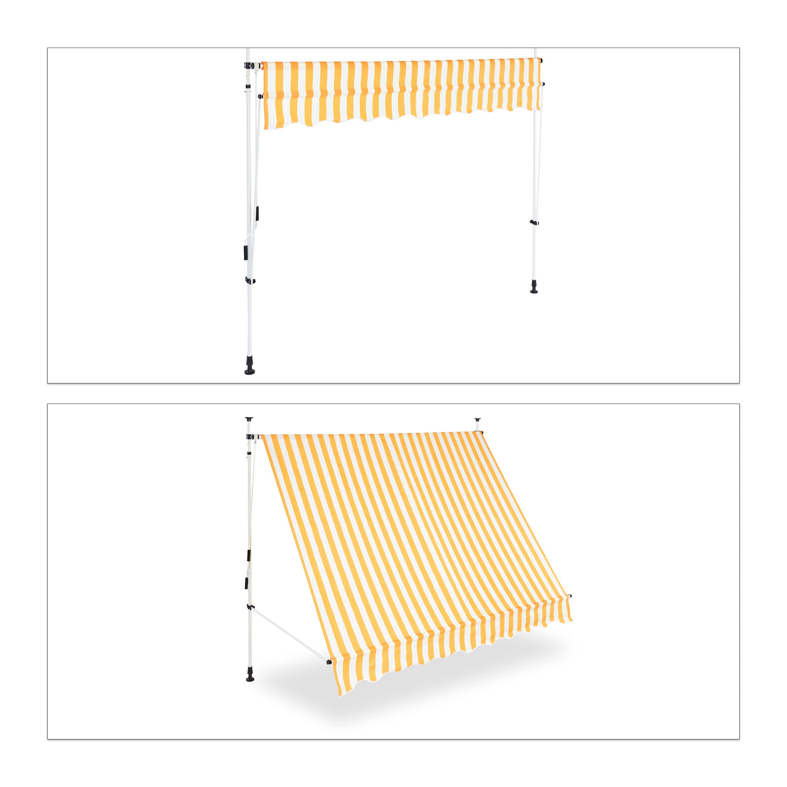 relaxdays-klemmmarkise-250-cm-balkon-sonnenschutz-gelb-gestreift-ohne-bohren image 5