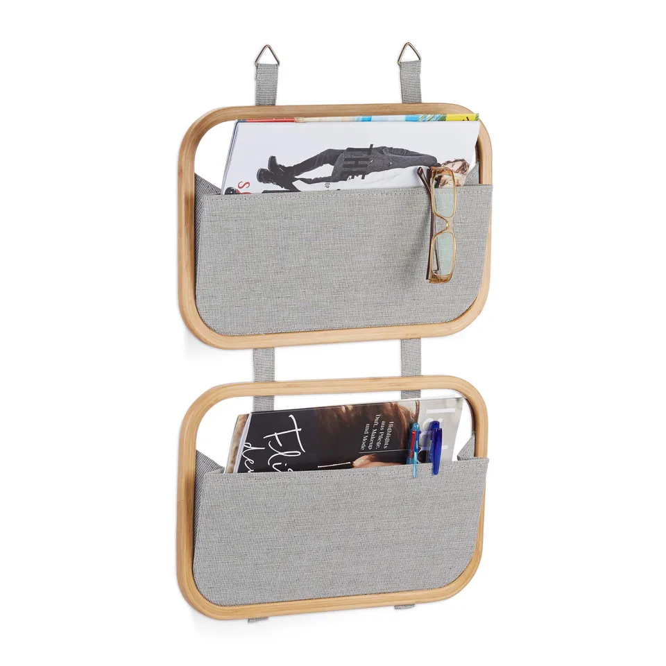 relaxdays-h-ngeorganizer-bambus-2-taschen-60-x-40-x-1-5-cm-natur-grau image 1
