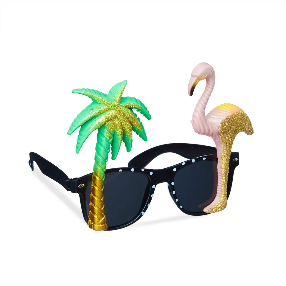 relaxdays-partybrillen-set-palme-und-flamingo image 1