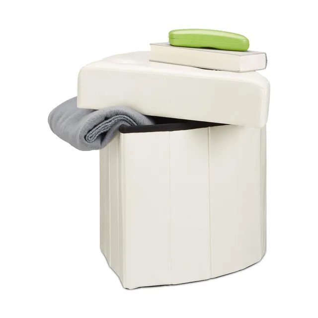relaxdays-hocker-eckig-faltbar-mit-aufbewahrung-wei-26-l image 1