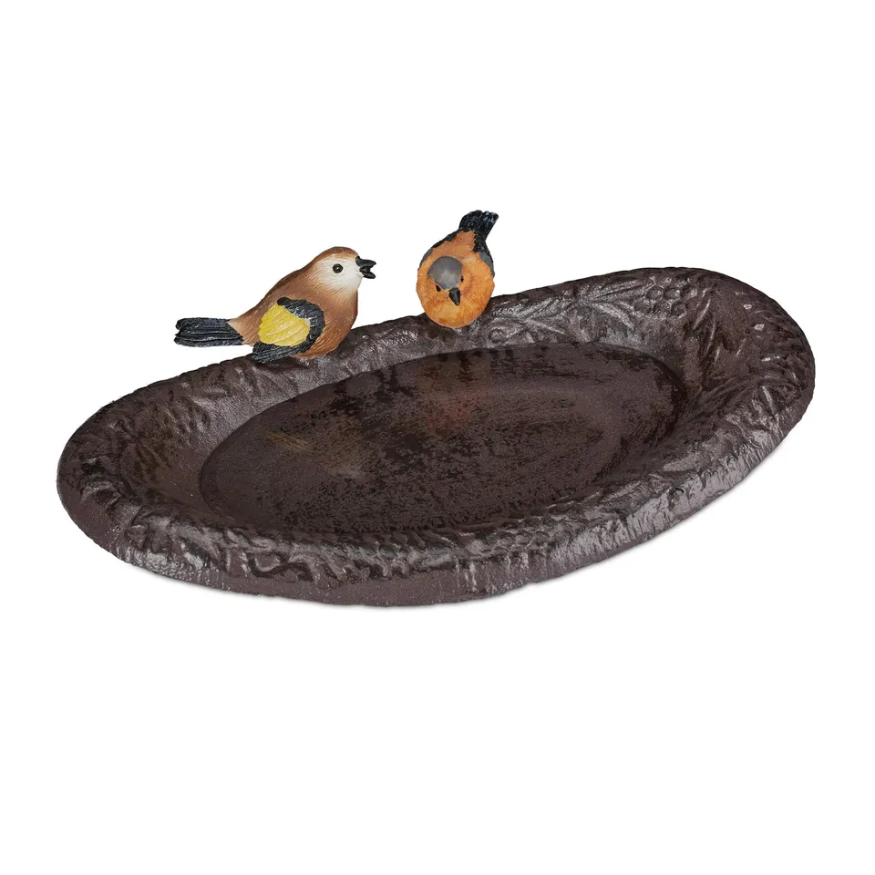 relaxdays-vogeltr-nke-gusseisen-mit-vogel-24-cm-braun image 1
