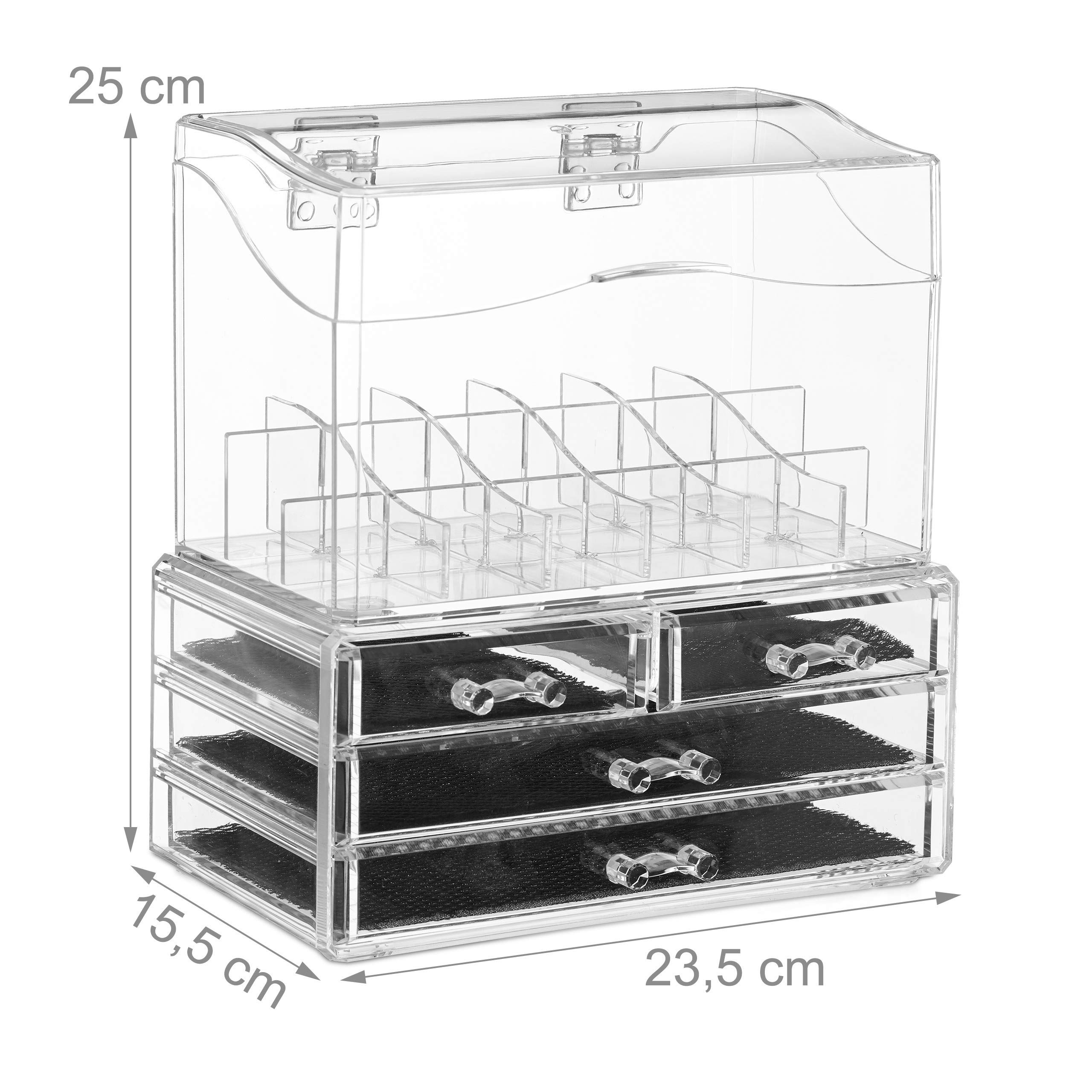 relaxdays-make-up-organizer-acryl-mit-4-schubladen-und-deckel-transparent image 4
