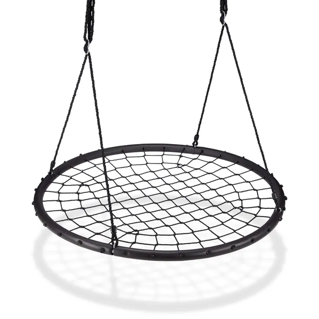 relaxdays-nestschaukel-mit-netz-120-cm-schwarz-bis-150-kg-verstellbar image 1