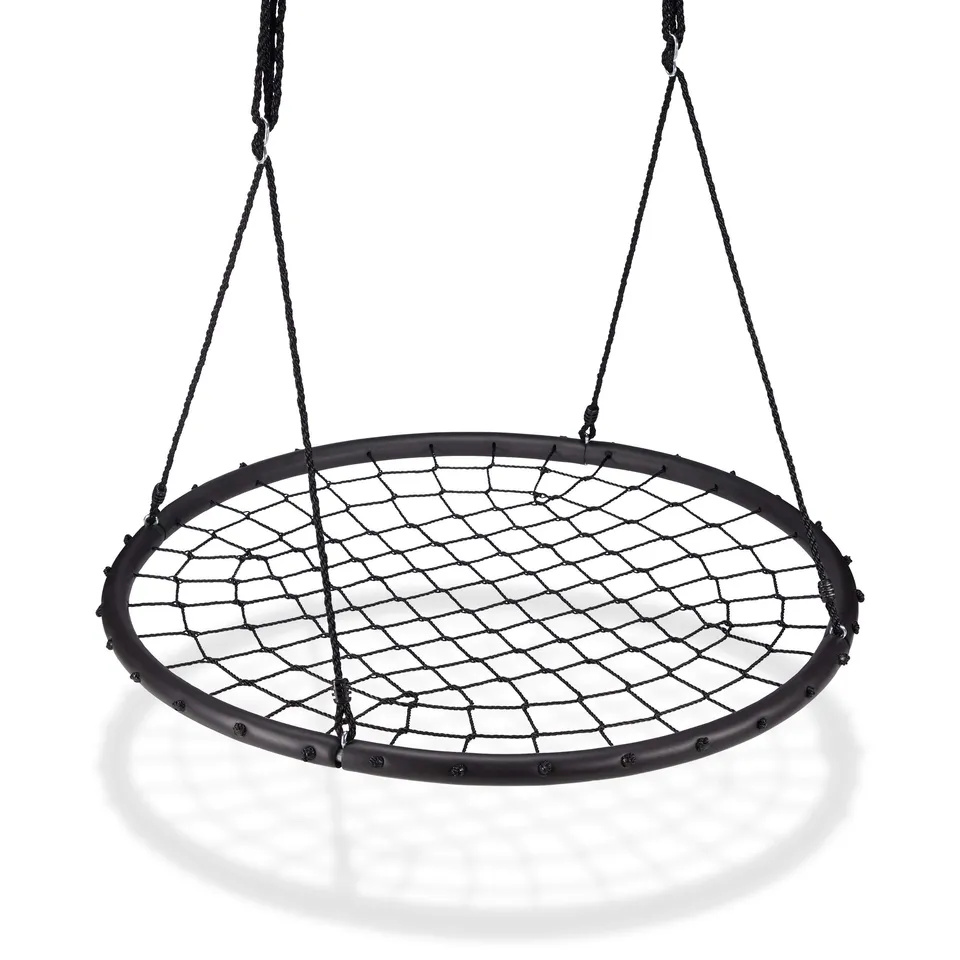 relaxdays-nestschaukel-mit-netz-120-cm-schwarz-bis-150-kg-verstellbar image 1