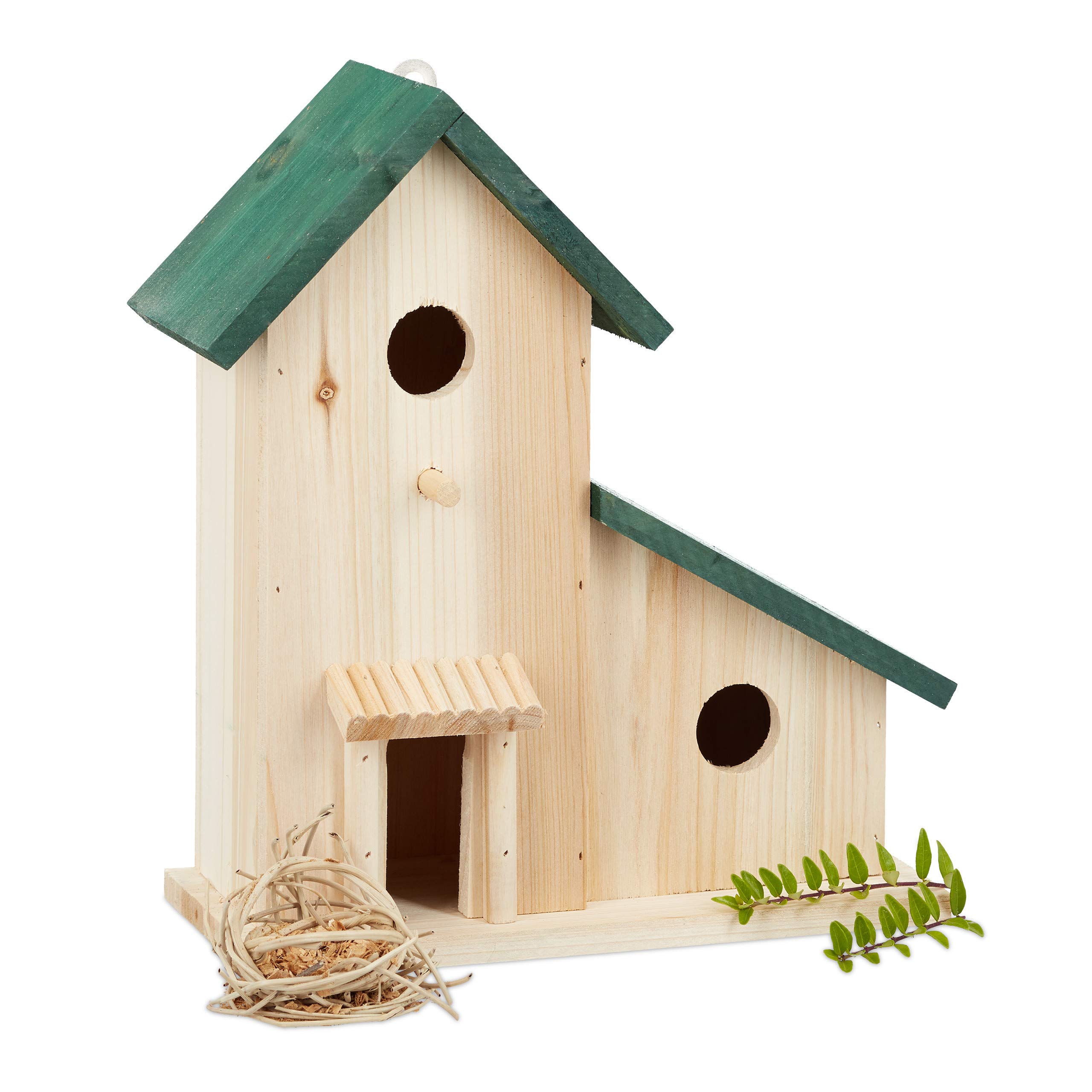 relaxdays-vogelvilla-aus-holz-nisthilfe-und-futterhaus-gr-n-30-5-x-26-x-12-cm image 1