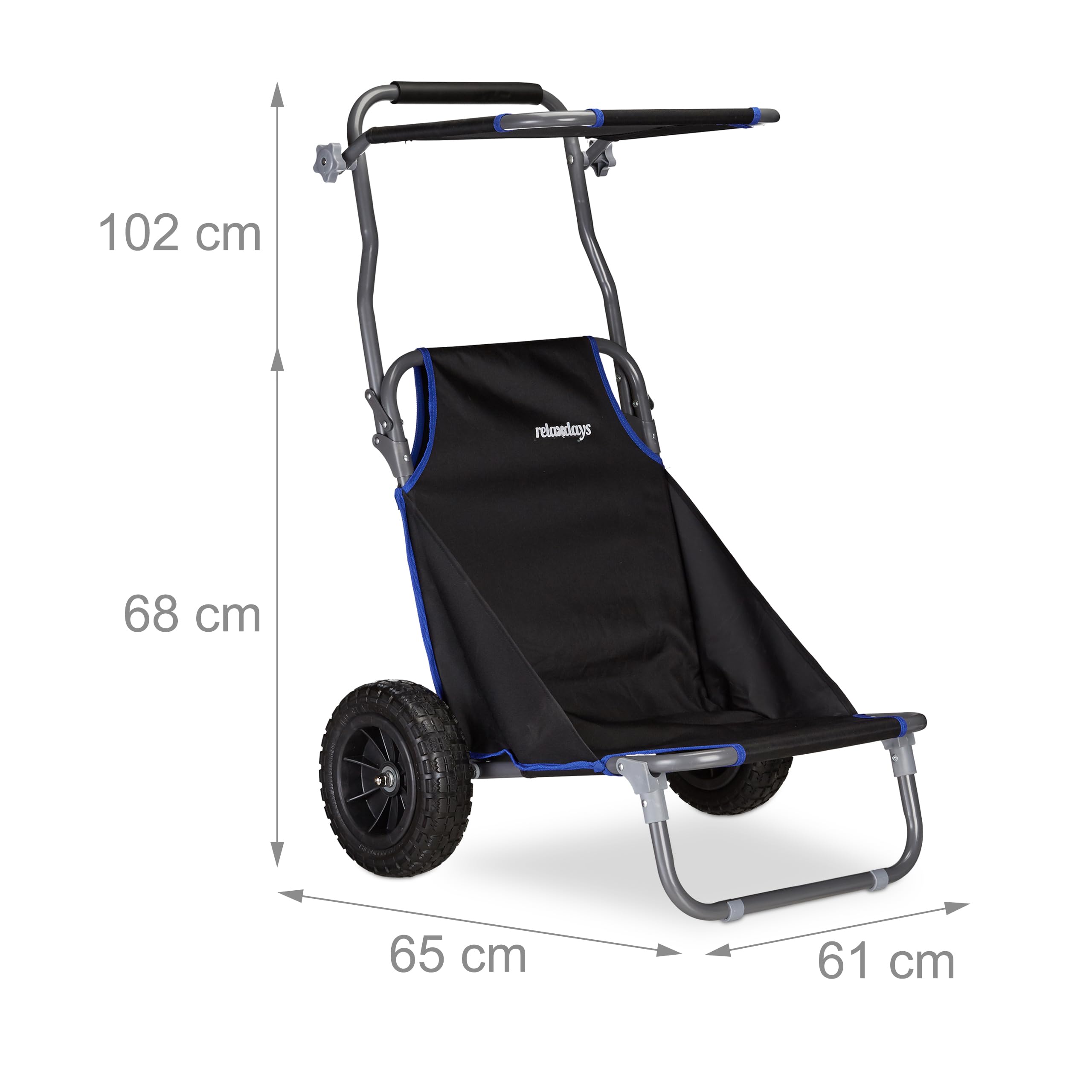relaxdays-strandwagen-faltbar-2in1-mit-strandstuhl-sonnendach-61x65x102-cm-schwa image 4