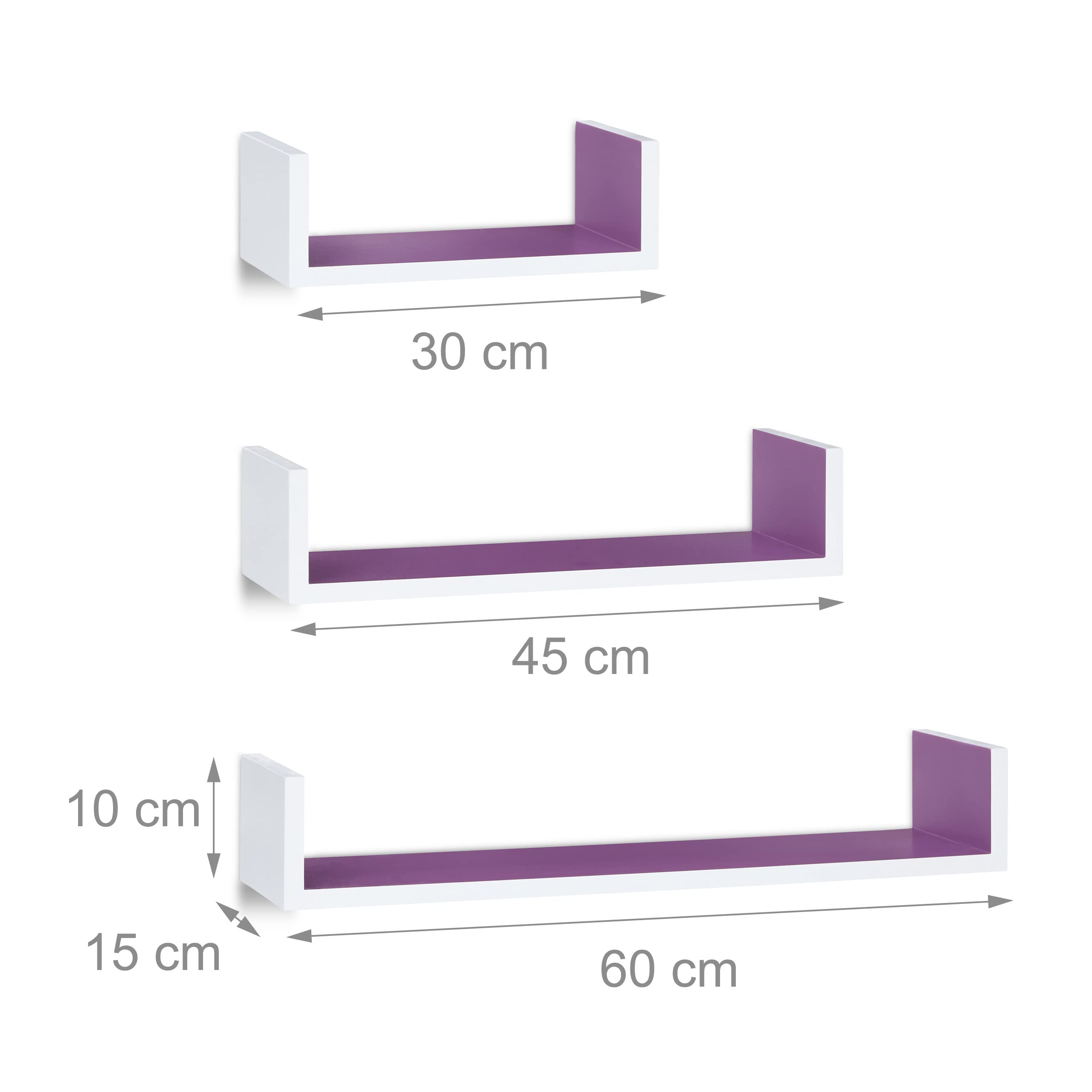 relaxdays-wandregal-3er-set-u-form-freischwebend-15-cm-tiefe-wei-violett image 3