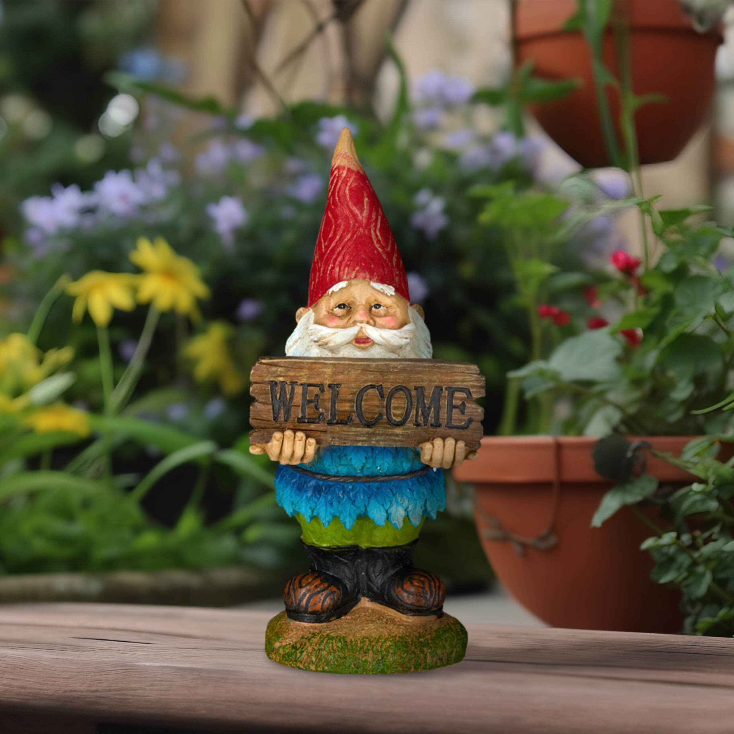 relaxdays-gartenzwerg-welcome-31-cm-bunt-wetterfester-kunststein image 2