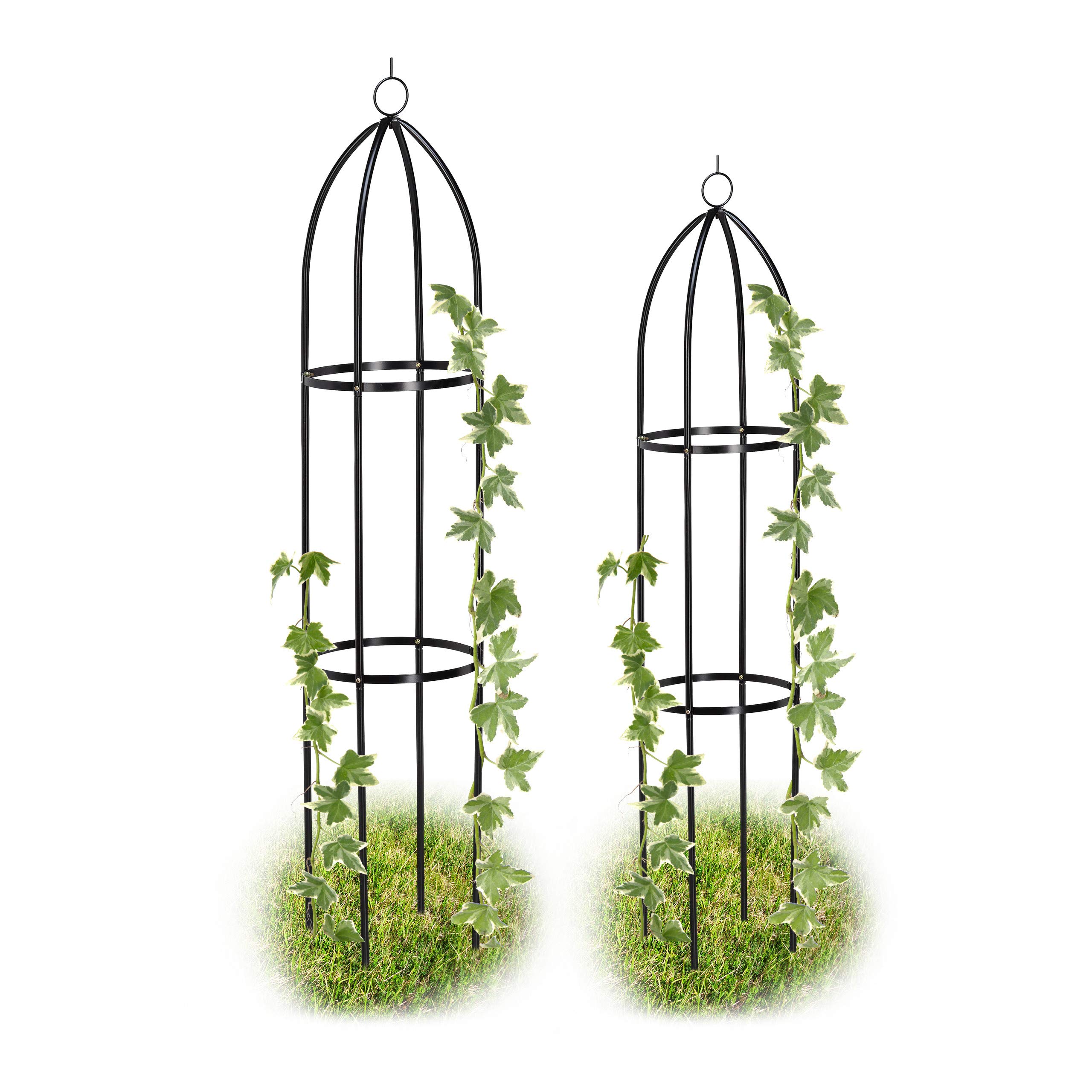 relaxdays-rankturm-2er-set-eisen-schwarz-139-cm-149-cm image 1