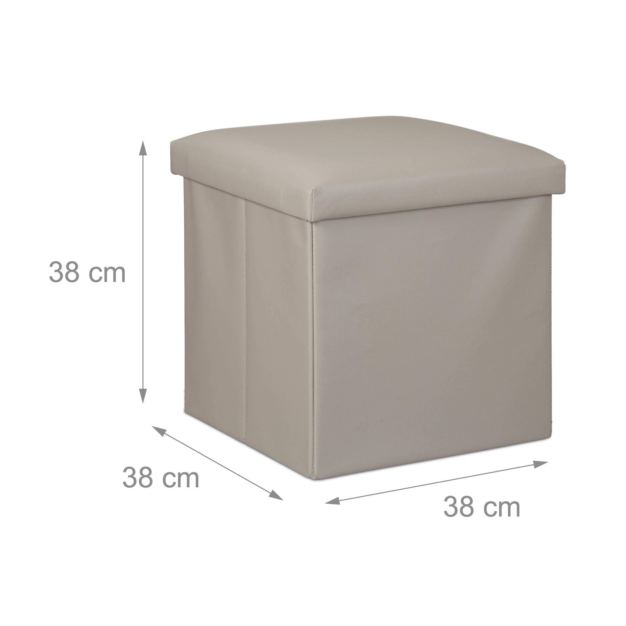 relaxdays-sitzhocker-mit-stauraum-38-x-38-x-38-cm-kunstleder-grau-faltbar-80-kg image 4