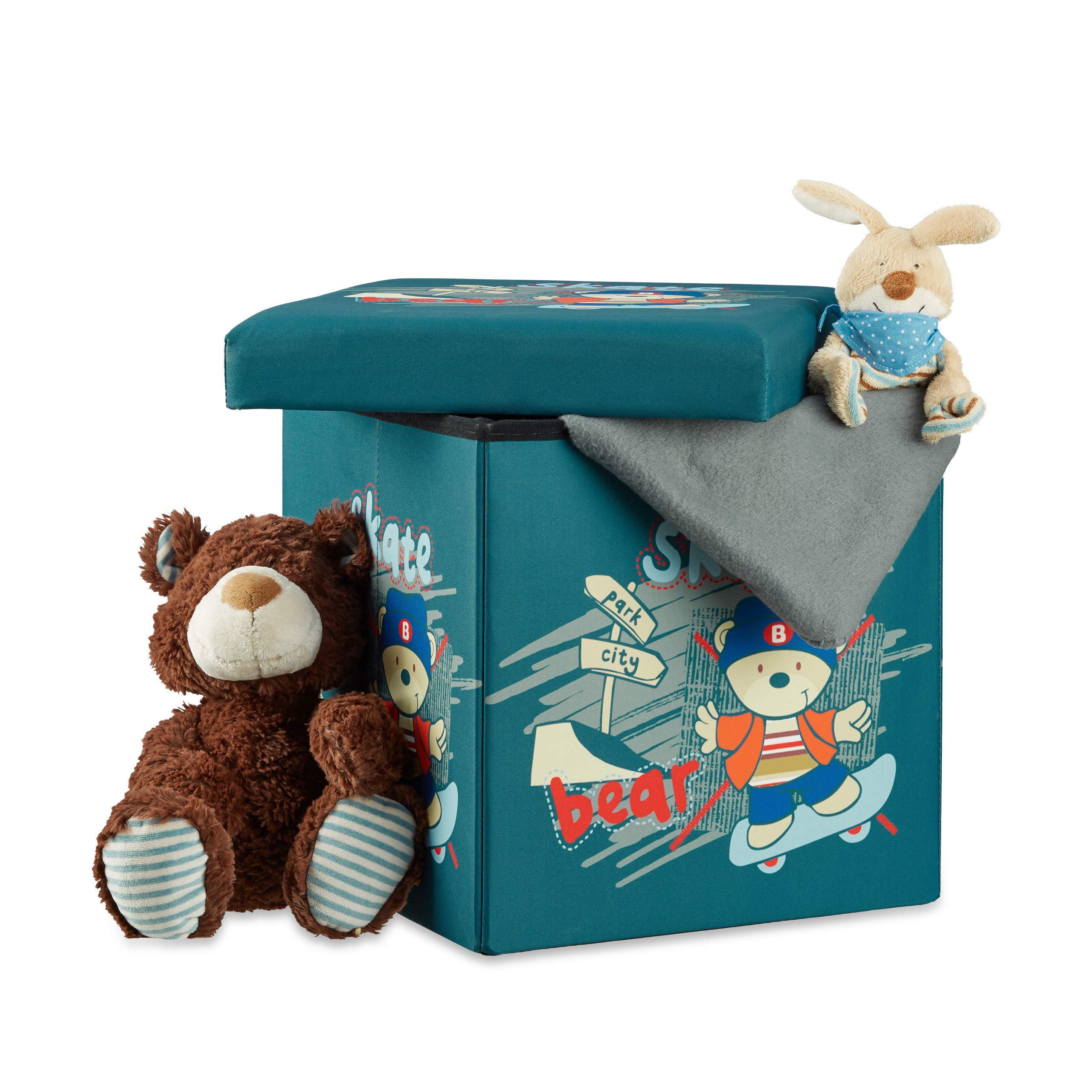 relaxdays-sitzhocker-kinder-faltbar-b-r-mit-stauraum-38x38x38-cm image 1