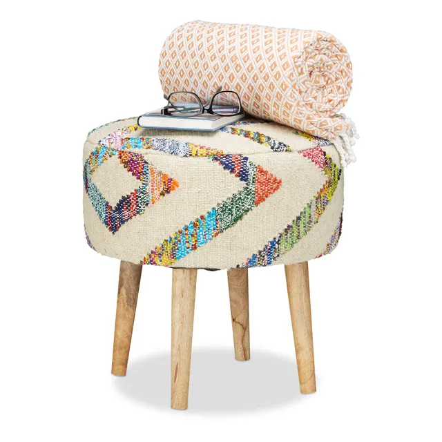 relaxdays-hocker-retro-handgewebt-rund-hxd-44-5-x-42-cm-mangoholz image 1