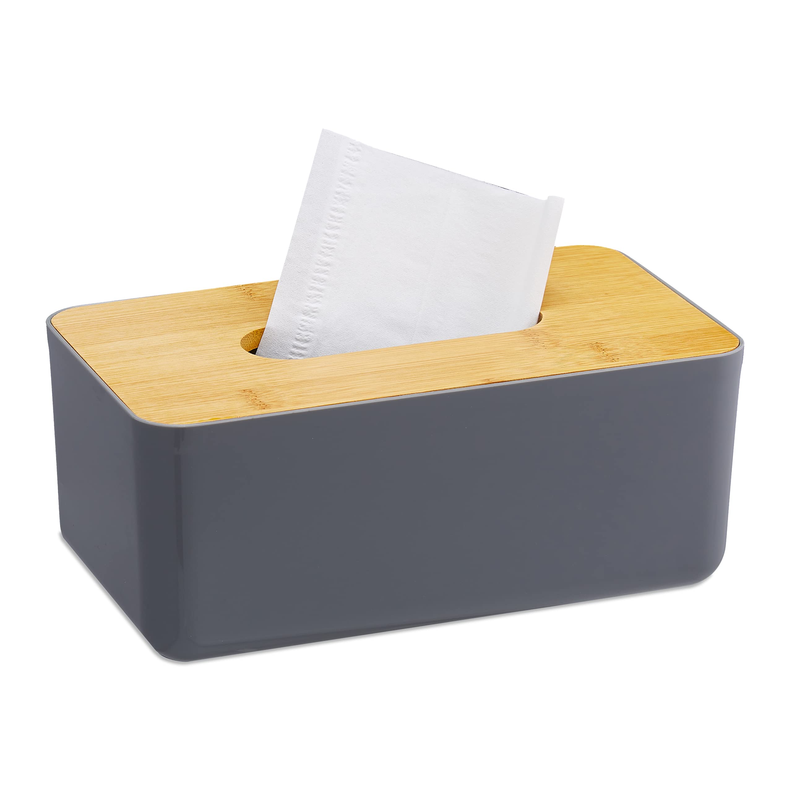 relaxdays-taschentuchbox-nachf-llbar-bambus-deckel-grau-10x23x13-cm image 1