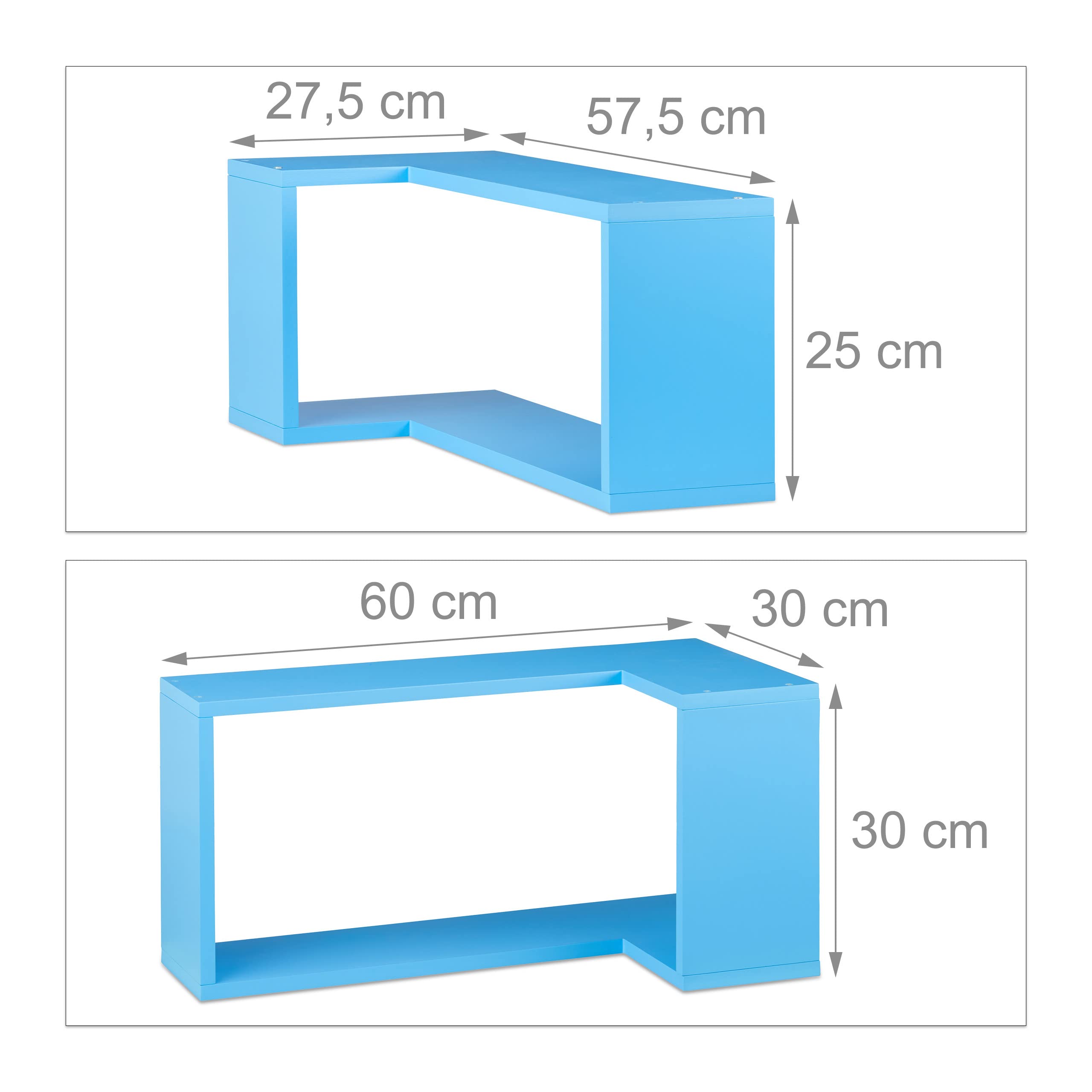 relaxdays-eck-wandregal-2er-set-schwebend-mdf-blau image 3