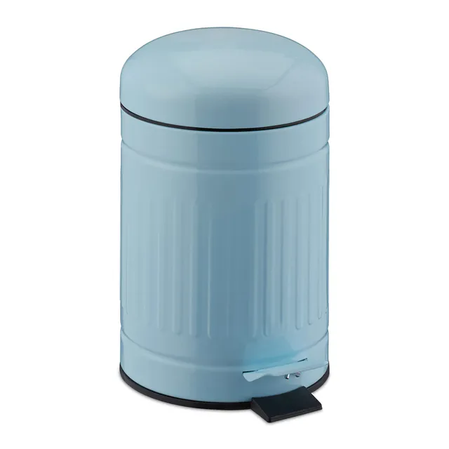 relaxdays-treteimer-3-l-metall-blau-mit-absenkautomatik image 1