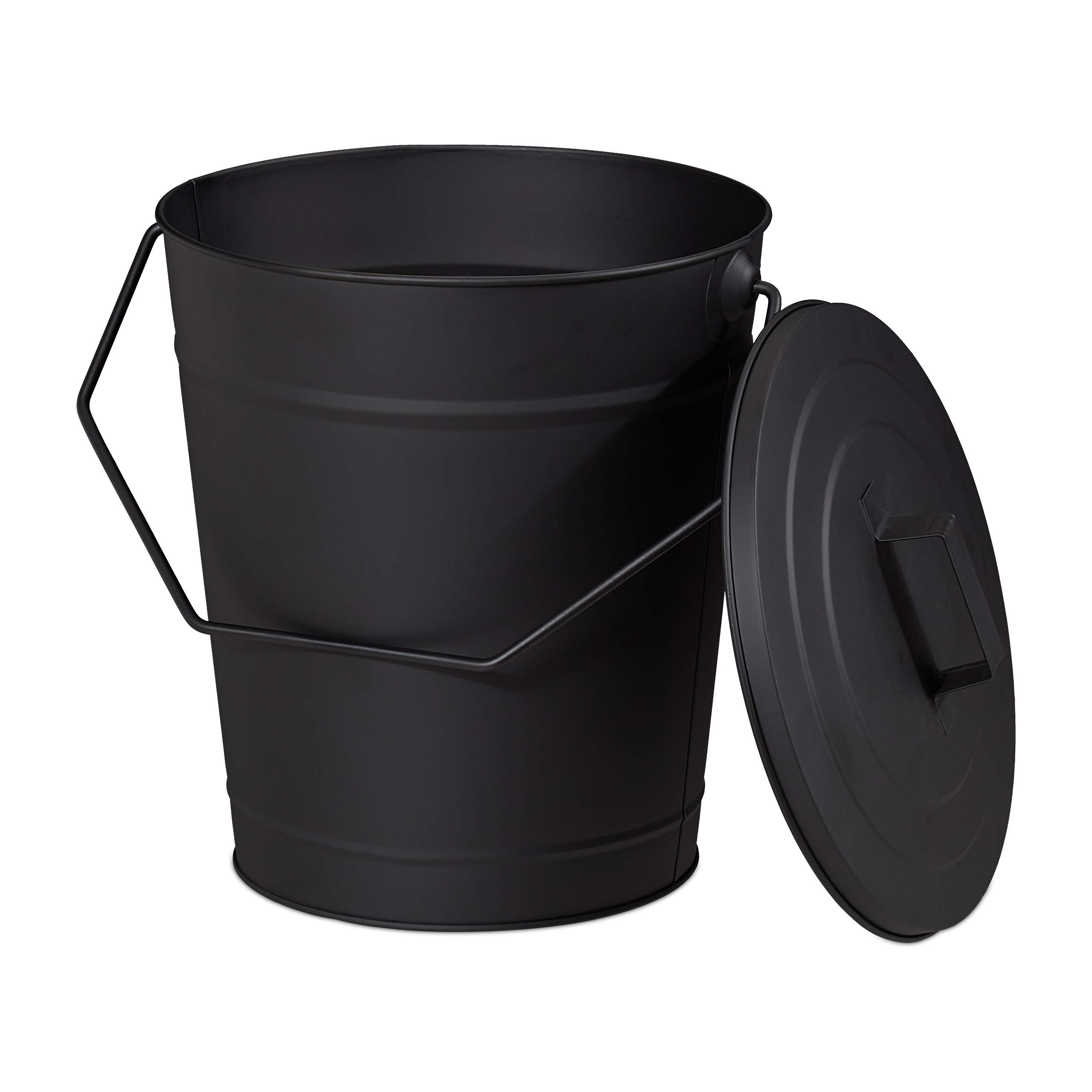 relaxdays-ascheeimer-mit-deckel-12-liter-stahl-schwarz image 1