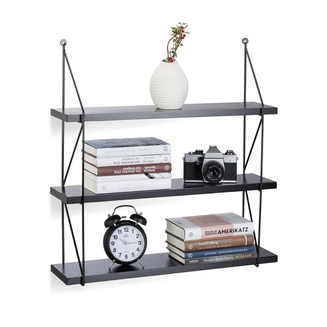 relaxdays-h-ngeregal-wand-3-ebenen-wandboard-62x60x16-cm-in-schwarz image 1