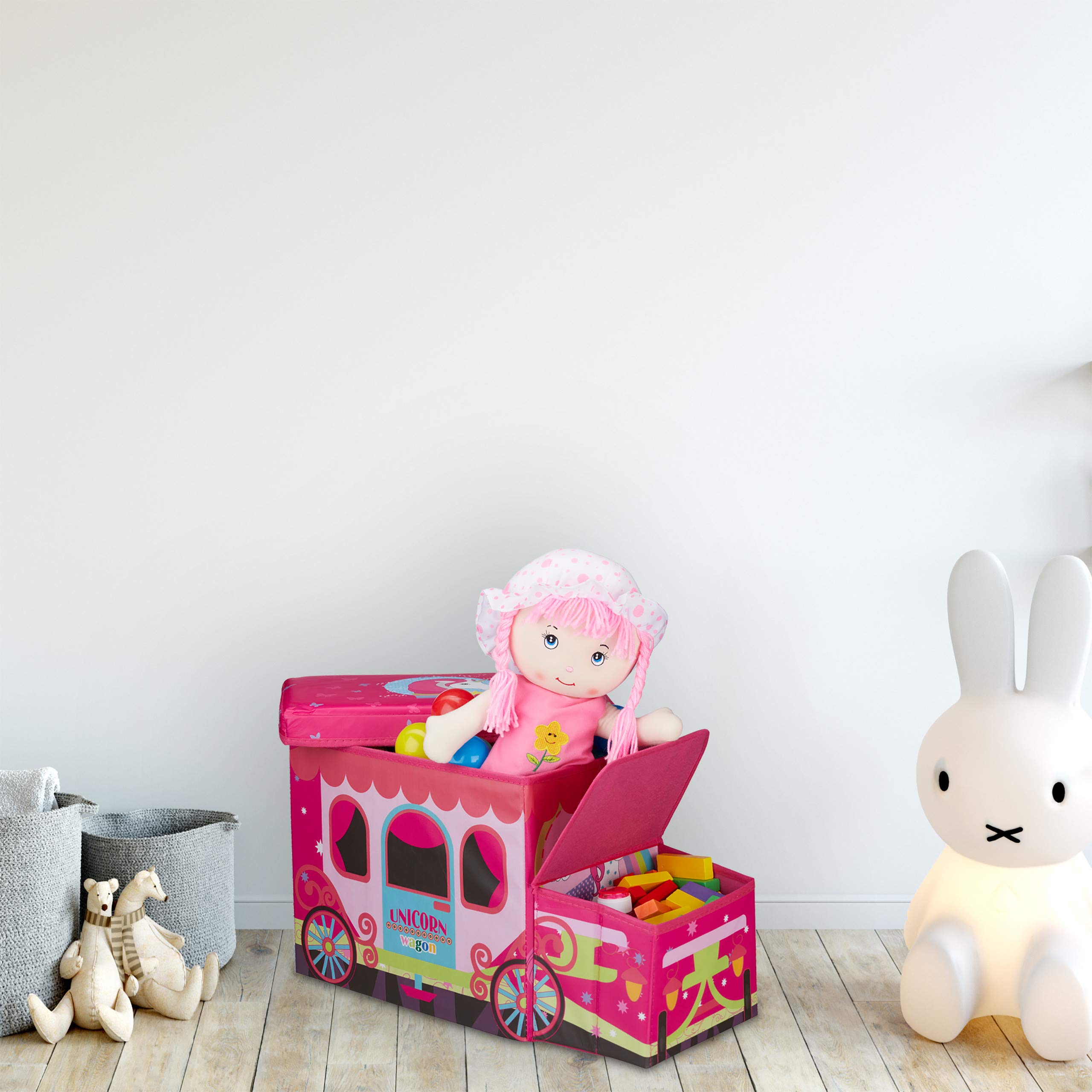 relaxdays-sitzbox-kinder-einhorn-faltbare-staubox-mit-deckel-50-liter-pink-33-x- image 2