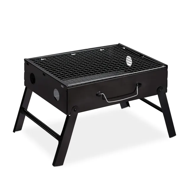 relaxdays-koffergrill-camping-klappgrill-4-personen-schwarz image 1