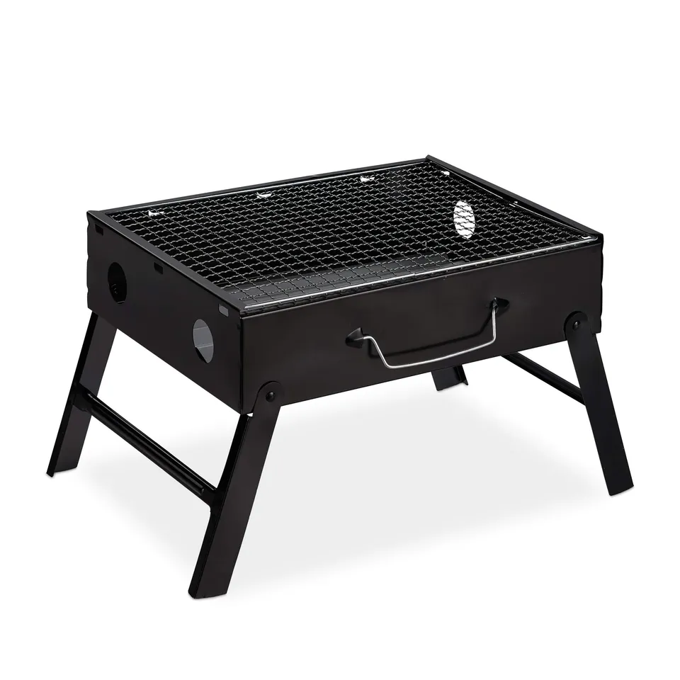 relaxdays-koffergrill-camping-klappgrill-4-personen-schwarz image 1
