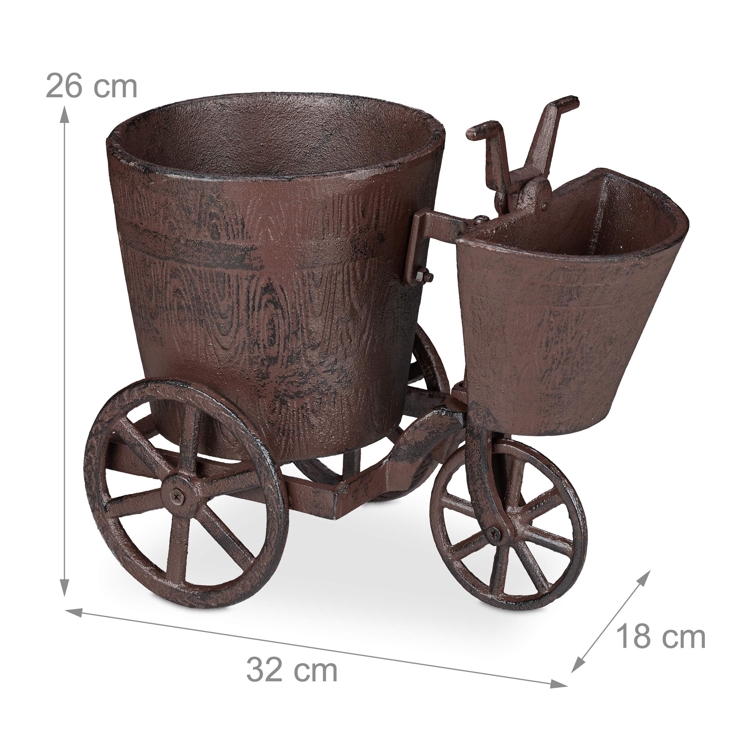 relaxdays-gartendeko-fahrrad-braun-gusseisen-mit-2-bert-pfen-26x18x32-cm image 4