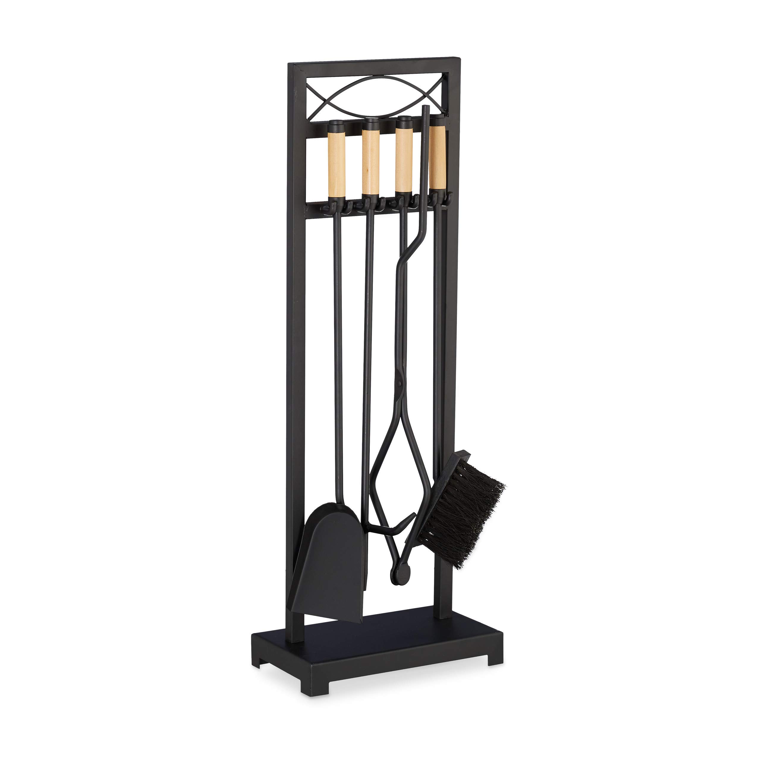 relaxdays-kaminbesteck-5-teilig-vintage-schwarz-77-cm-kamingarnitur-stahl-holz image 1
