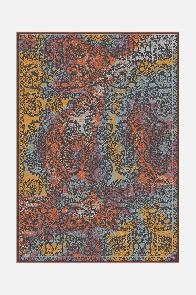teppana-andorra-bunt-teppich-waschbarer-marokkanisch-modern-teppich-in-gelb-oran image 1