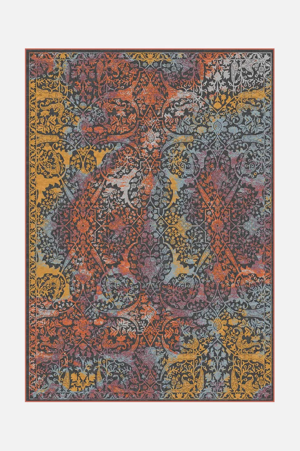 teppana-andorra-bunt-teppich-waschbarer-marokkanisch-modern-teppich-in-gelb-oran image 1