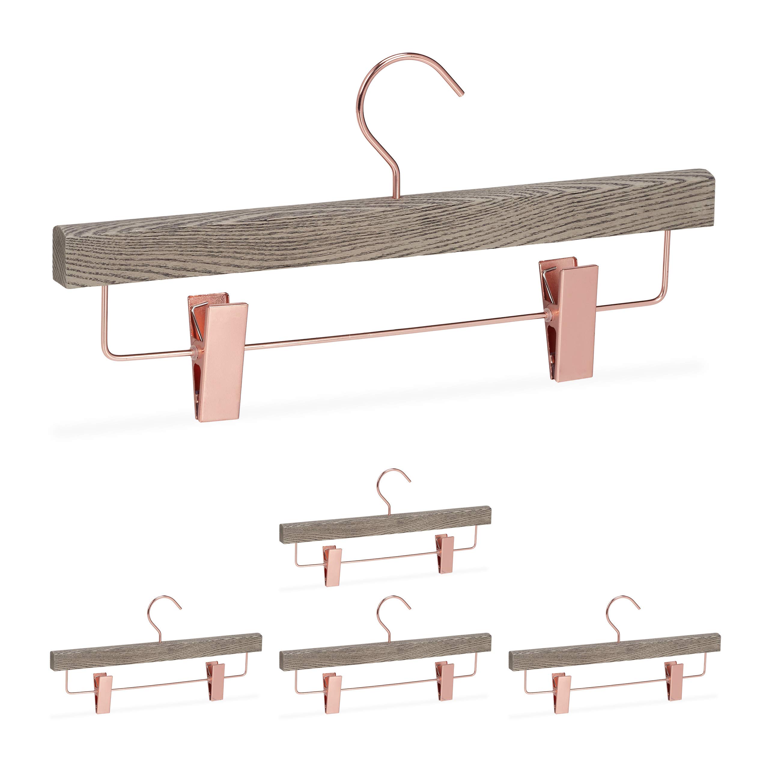 relaxdays-hosenb-gel-5er-set-clip-kleiderb-gel-holz-grau-rosegold image 1