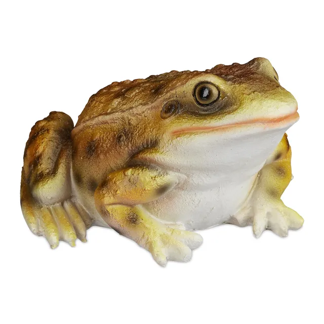 relaxdays-gartenfigur-frosch-sitzend-kunststein-gelb-9-x-13-5-x-15-cm image 1