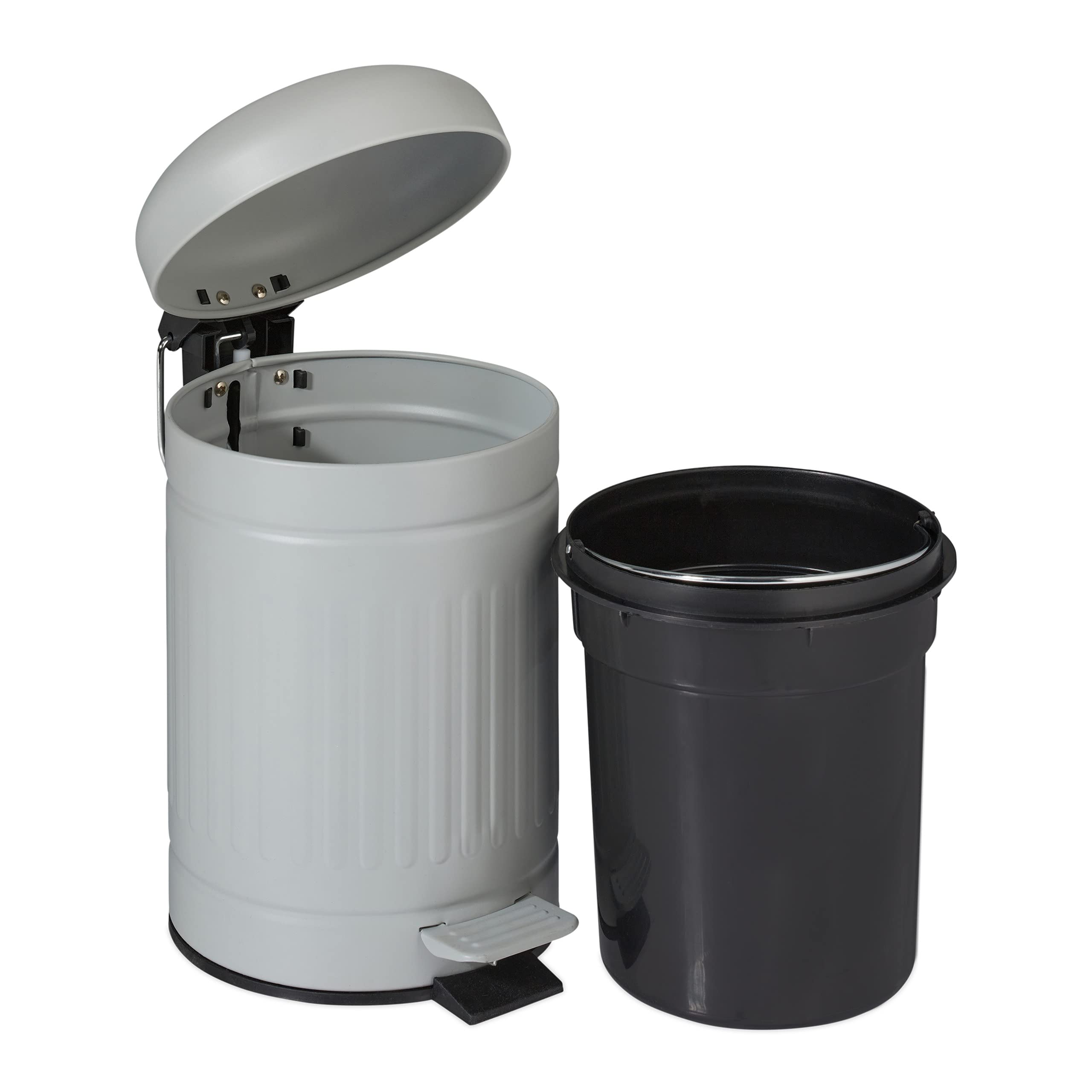 relaxdays-kosmetikeimer-3-liter-mit-absenkautomatik-treteimer-metall-hellgrau image 6