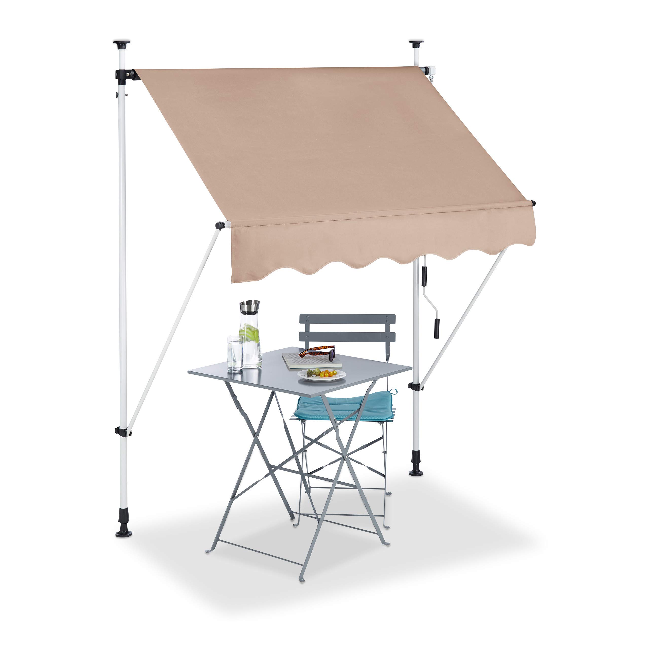 relaxdays-klemmmarkise-150-cm-beige-balkon-sonnenschutz-ohne-bohren-h-henverstel image 1