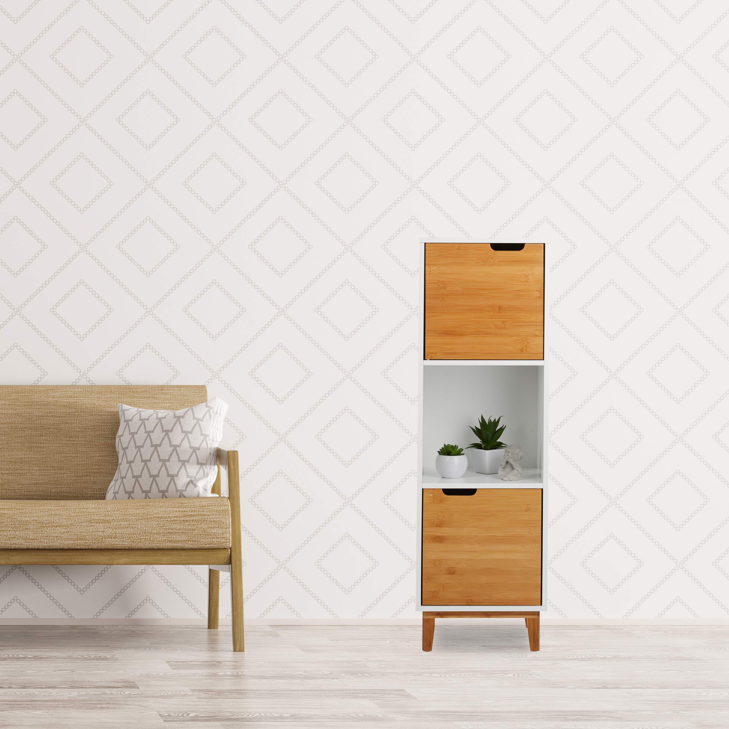 relaxdays-standregal-wei-mdf-bambus-mit-t-ren-101-x-32-x-30-cm-3-ablagen image 2